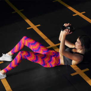 Cute Kleurrijke Streep Chevron Workout Roze Leggings