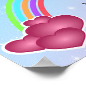 Cute, kleurrijke unicorn, regenboog, hart, geboort poster (Hoek)