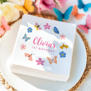 Cute Kleurrijke Vlinders Verjaardagsfeestje Servet