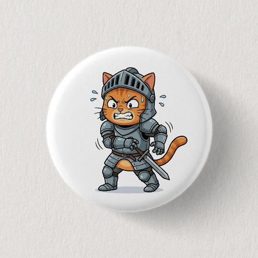 Cute Knight Cat Button (Voorkant)