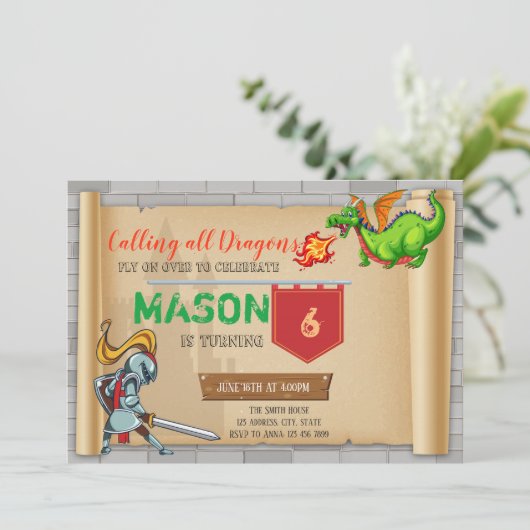 Cute knight invitation (Debout devant)