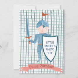 Cute knight personalized Photo Birthday Feestdagenkaart