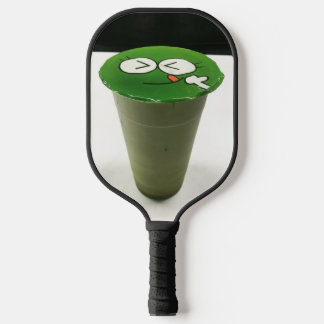 Cute Knipogende Groene Kikker Matcha Boba Melk The Pickleball Paddle