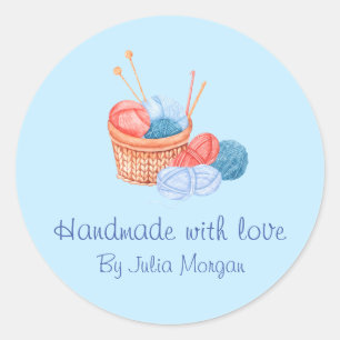 Cute Knit Étiquette fait maison   Bleu