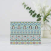 Cute Knits Penguin and Seal Pattern Briefkaart (Staand voorkant)