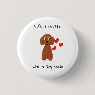 cute knuffel Poodle kunst knopspeld Ronde Button 3,2 Cm