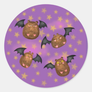 Cute, knuppende vleermuis rond stickers