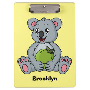 Cute koala and coconut cartoon illustration klembord