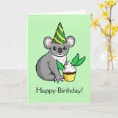 Cute Koala avec dessin de gâteau Bonne carte d'ann (Fleur jaune)
