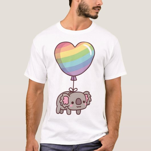 Cute Koala Bear and Rainbow Balloon T-shirt (Voorkant)
