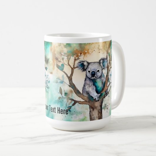 Cute Koala Bear Mug in Tree – Personalize (Devant droit)