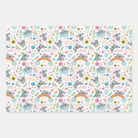 Cute Koala Bear Wrapper Set de papier de 3 (Devant)