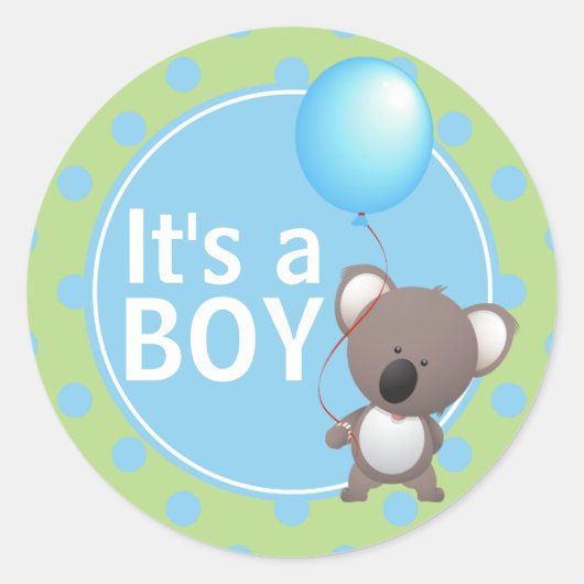 Cute Koala Beer Baby Boy Ronde Sticker (Voorkant)