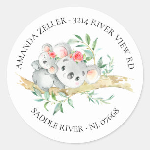 Cute Koala Beer Baby shower Return Address Label