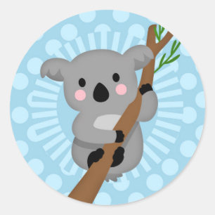 Cute Koala Beer - Blue Polka Dot Ronde Sticker
