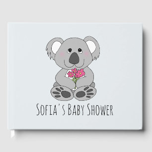 Cute Koala Beer Cartoon en Name Baby shower Gastenboek