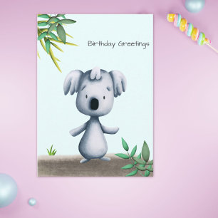 Cute Koala Beer Drawing Personalized Birthday Kaar Kaart