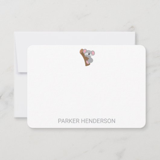 Cute Koala Beer Gepersonaliseerde Kinder Stationer Bedankkaart (Voorkant)