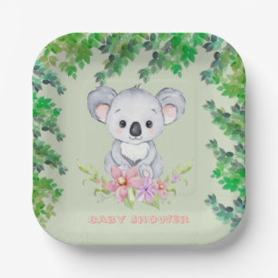 Cute Koala Beer Girl Baby shower Papieren Bordje