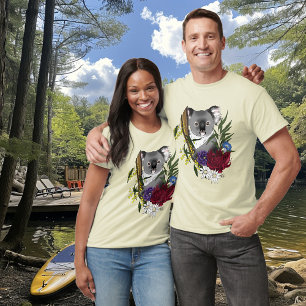 Cute Koala Beer Groene Australische Wilde Bloemen T-shirt