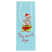 Cute koala beer kunst genaamd kerstblauwe cadeauta wijn cadeautas (Achterkant)