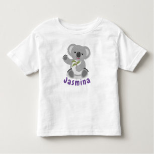 Cute koala beer met illustratie bladeren cartoon kinder shirts