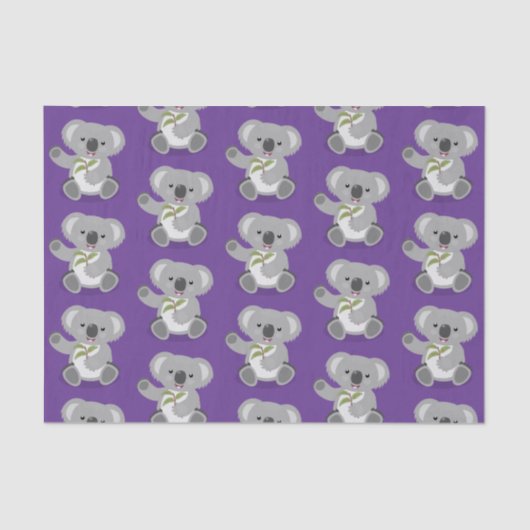 Cute koala beer met illustratie bladeren cartoon tissuepapier (Voorkant)