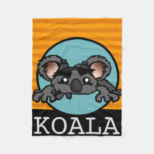 CUTE KOALA BEER MET STRIPEN FLEECE BLANKET DEKEN