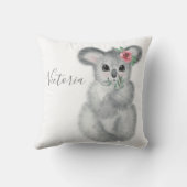 Cute Koala Beer Name Floral Modern Simple Kussen (Achterkant)