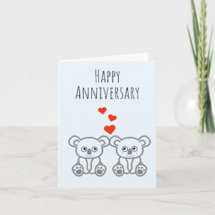 Cute Koala Beer Paar-Happy Jubileum Kaart