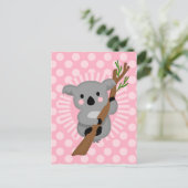 Cute Koala Beer - Roze grijze meisje Briefkaart (Staand voorkant)