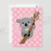 Cute Koala Beer - Roze grijze meisje Briefkaart (Voorkant / Achterkant)