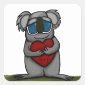 Cute Koala Beer Vierkante Sticker (Voorkant)