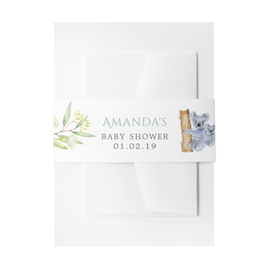 Cute Koala Beren Eucalyptus Leaves Baby shower Uitnodigingen Wikkel (Voorkant Voorbeeld)