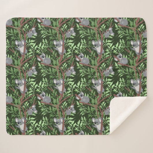 Cute Koala Beren Sherpa Blanket Sherpa Deken (Voorkant (horizontaal))