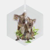 Cute Koala Cute Australian Beren Animal Fun Glas Ornament (Achterkant)