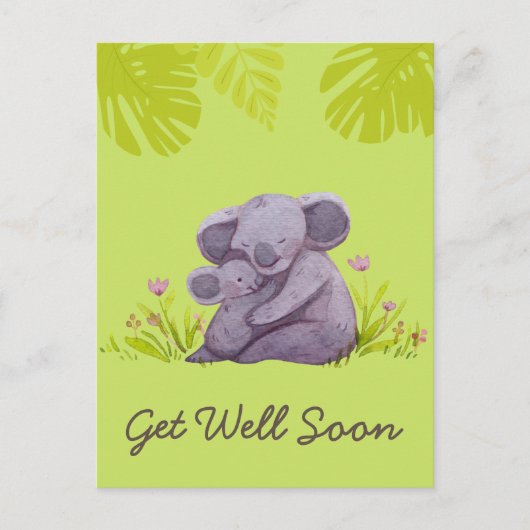 Cute Koala en Aanmoediging Groene post Briefkaart (Voorkant)