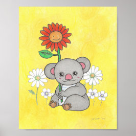 Cute Koala en bloemen dier kinderkamer poster