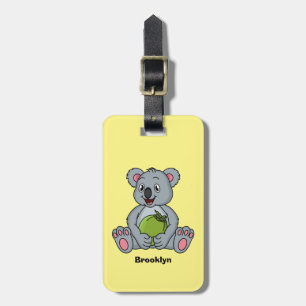 Cute koala en Coconut cartoon illustratie Bagagelabel