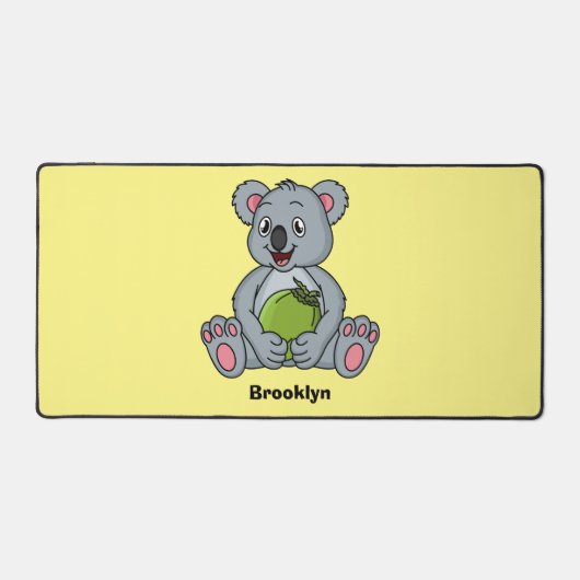 Cute koala en Coconut cartoon illustratie Bureaumat (Voorkant)