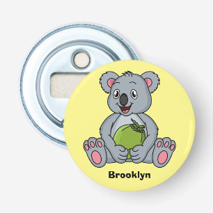 Cute koala en Coconut cartoon illustratie Button Flesopener