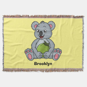 Cute koala en Coconut cartoon illustratie Deken