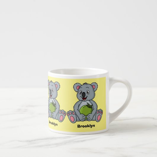Cute koala en Coconut cartoon illustratie Espresso Kop (Rechts)