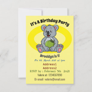 Cute koala en Coconut cartoon illustratie Kaart