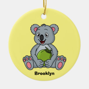 Cute koala en Coconut cartoon illustratie Keramisch Ornament