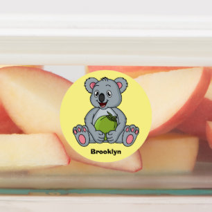 Cute koala en Coconut cartoon illustratie Labels