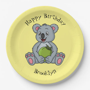 Cute koala en Coconut cartoon illustratie Papieren Bordje