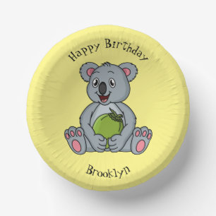 Cute koala en Coconut cartoon illustratie Papieren Kommen