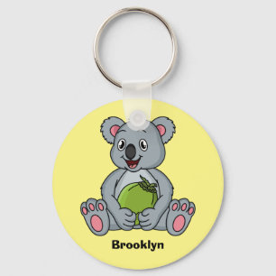 Cute koala en Coconut cartoon illustratie Sleutelhanger