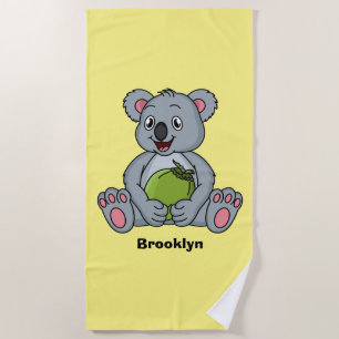 Cute koala en Coconut cartoon illustratie Strandlaken